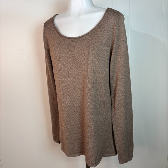 Old Navy Sweater Large Brown Long Sleeve Pullover Cotton Blend Knit Women's - Picture 3 of 11